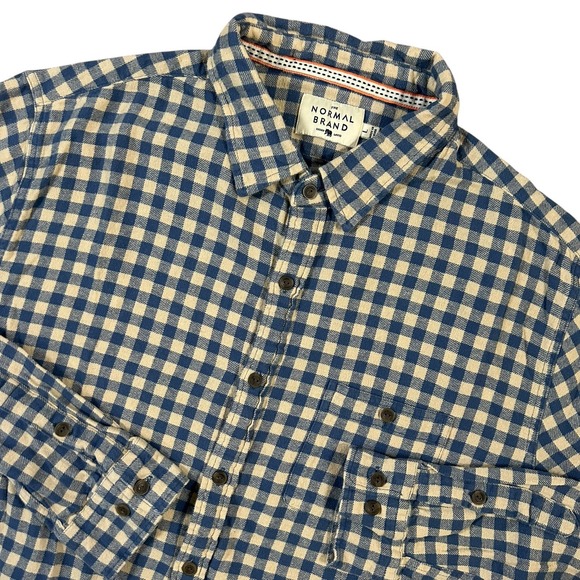The Normal Brand Shirt Mens Large Plaid Lightweight Flannel Long Sleeve - Picture 1 of 10